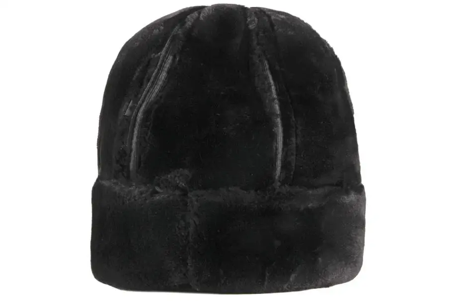 PU leather Cover Wind Head Protection Warm Black Fleece Lined Lord Winter Melon Caps Docker Pumpkin Brimless Landlord Bonnet Hat
