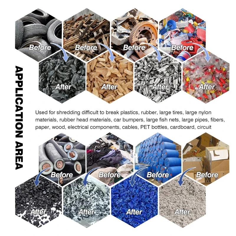 Pipe Barrel Bottle Film Disk Plastic Shredder Recycling Machine PE PP PVC PET Plastic lumps Crusher plastic shredder machine