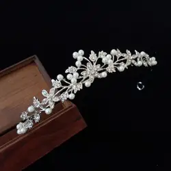 European Crystal Pearl Bridal Wedding Tiaras and Crowns Bridal Hair Ornaments Head Decorations Rhinestone Tiara Bride Headpiece