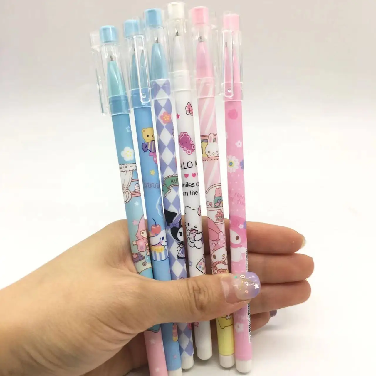 Hello kt stationery cartoon pens erasable pen blue black gel pen