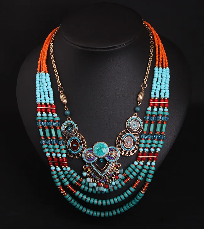 Fashion Custom Handmade Bohemian Seed Beads Necklace Jewelry Set