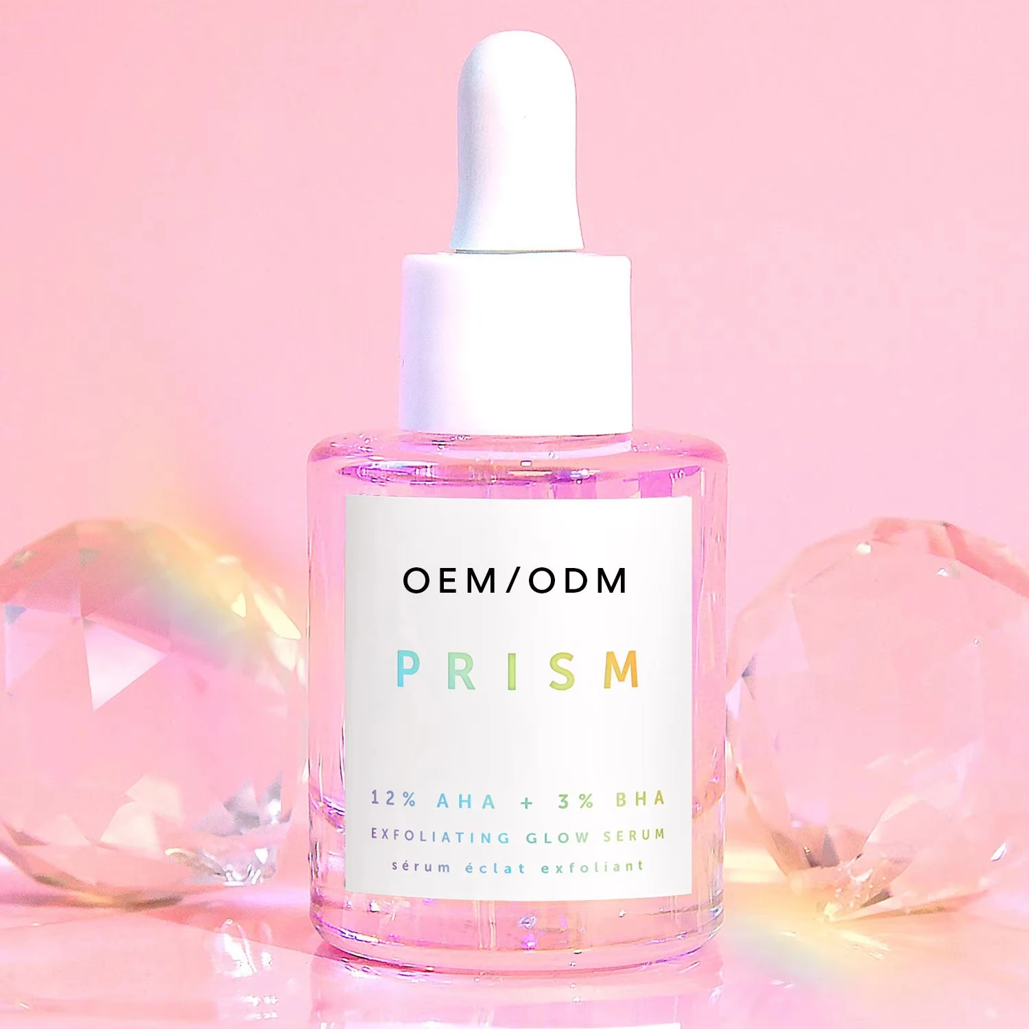 Private Label Natural Skin Care Serum Prism 12% AHA + 3% BHA Exfoliating Glow Serum Face Serum