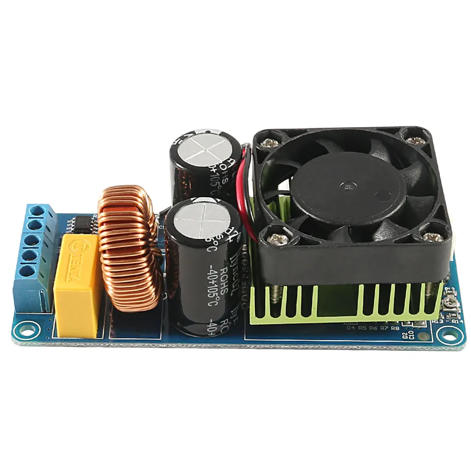 IRS2092S 500W Mono Channel Digital Amplifiers Board Classed D HIFI Power Amp Module with Cooling Fan DIY Kits for Arduino