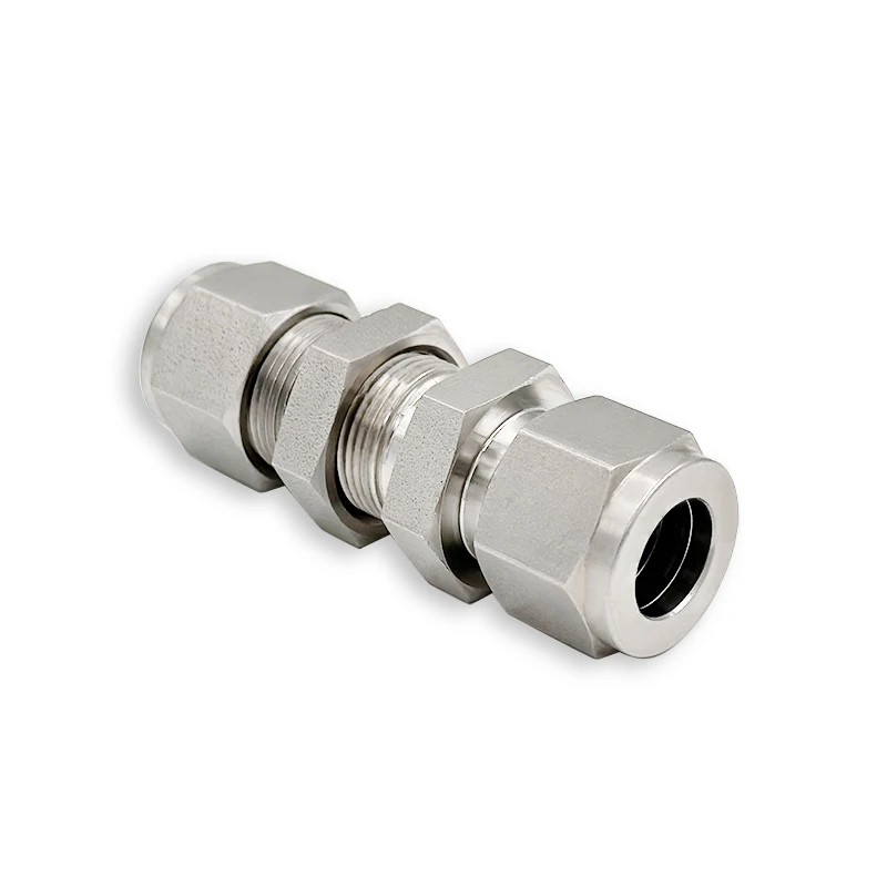 Compression Double Ferrule Fittings Connector 3/8 inch Tube 316 Stainless Steel 6000 PSI Duplex Monel 6Mo 3/4 Bulkhead Union