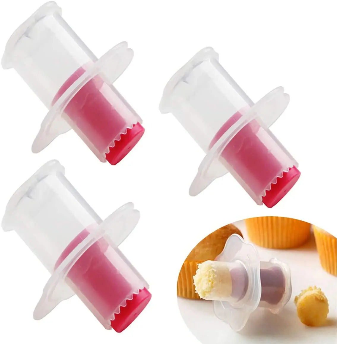 Plastic Plunger Cutter Pastry Corer Digging Holes Tools for Muffin Cake Filling Cupcake Corer