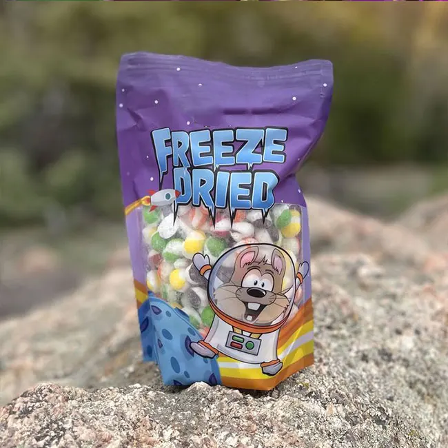 Custom Printed Ziplock Edibles Gummy Stand Up Pouches Freeze Dried Dry Candy Sweets Packaging Mylar Bags With Window