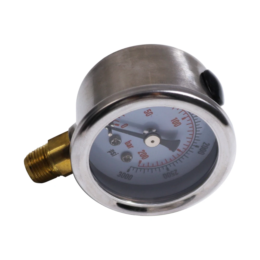 New Copper Silver Double Colour Scale 200bar 3000psi Thread 1/8NPT Diameter 46mm Pressure Gauge for Paintball Gas Insdutry