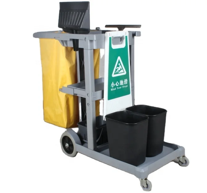 Heavy Duty Commercial Cleaning Carts Hotel Universal Cleaning Equipment Housekeeping Trolley