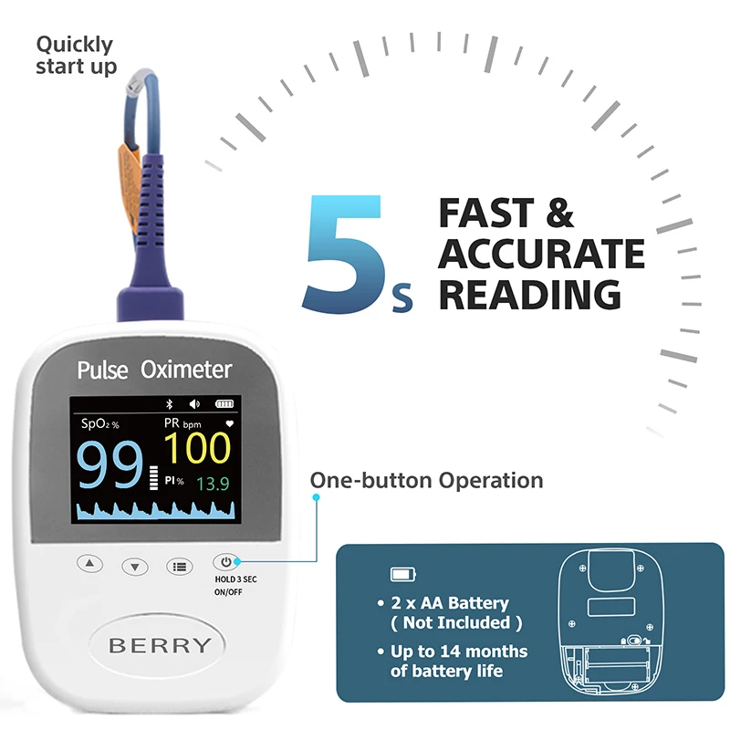 Berry Handle Spo2 Sensor CE Approved Medical Neonatal Baby Pulse Oximeter