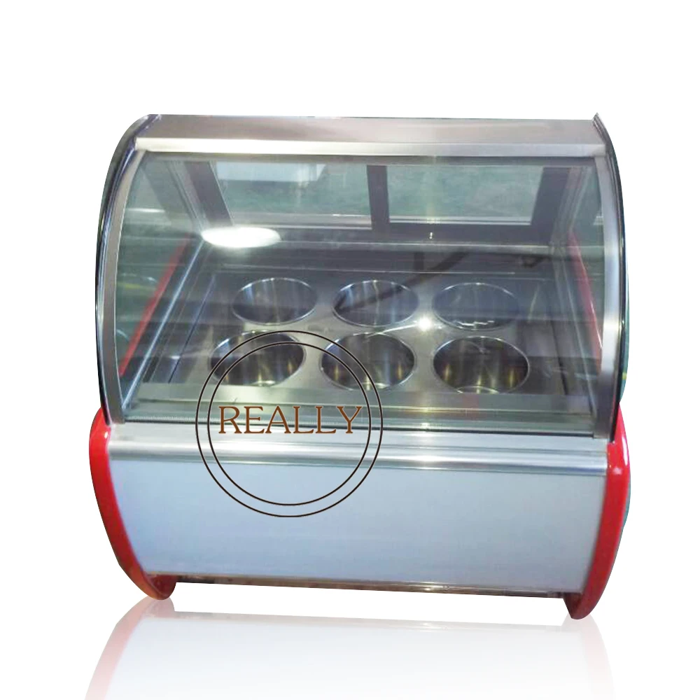 Curved Glass Commercial Giant Gelato Ice Cream Cone Display Chest Freezer Showcase Cabinet for Sale