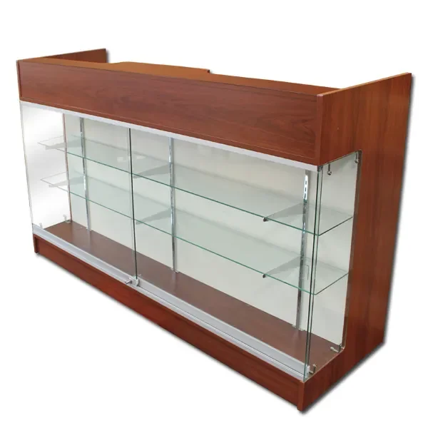 Hot selling retail wooden ledge top checkout counter for retail display