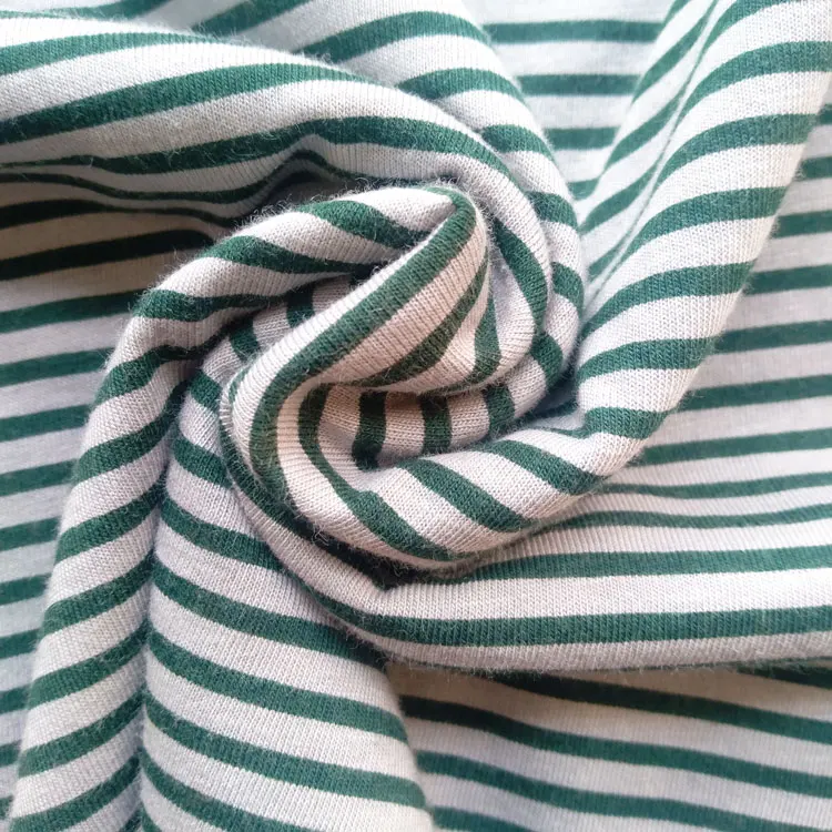 Classic parttern stripe style 30S Rayon spandex yarn dyed knit jersey fabric