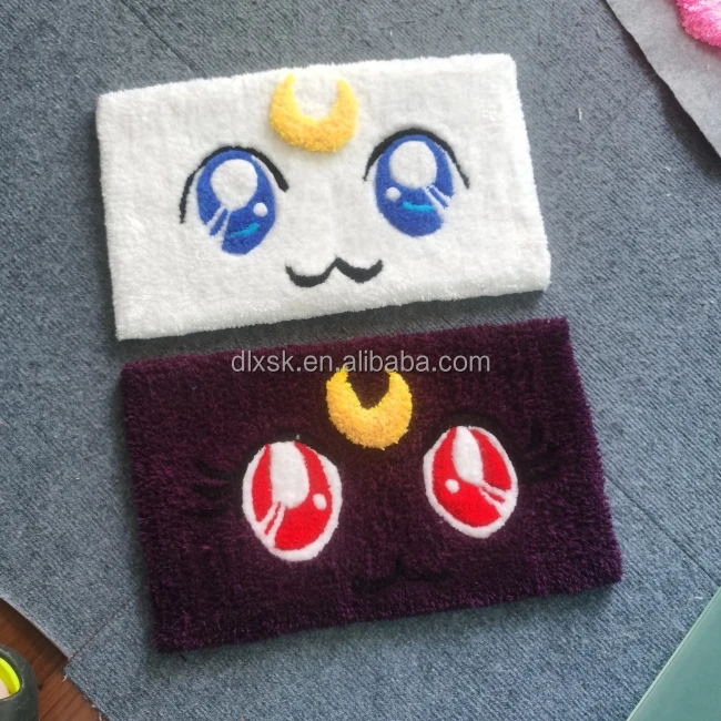 customized special design logo anime cartoon rugs drop shipping wool acrylic hand made tufted rug carpet for home decoration