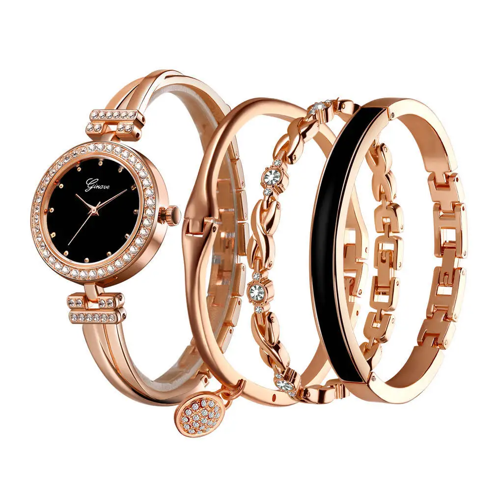 WJ-10998 Popular 4-piece Women Watches Popular Fashion Diamond Temperament Quartz Watches Ladies