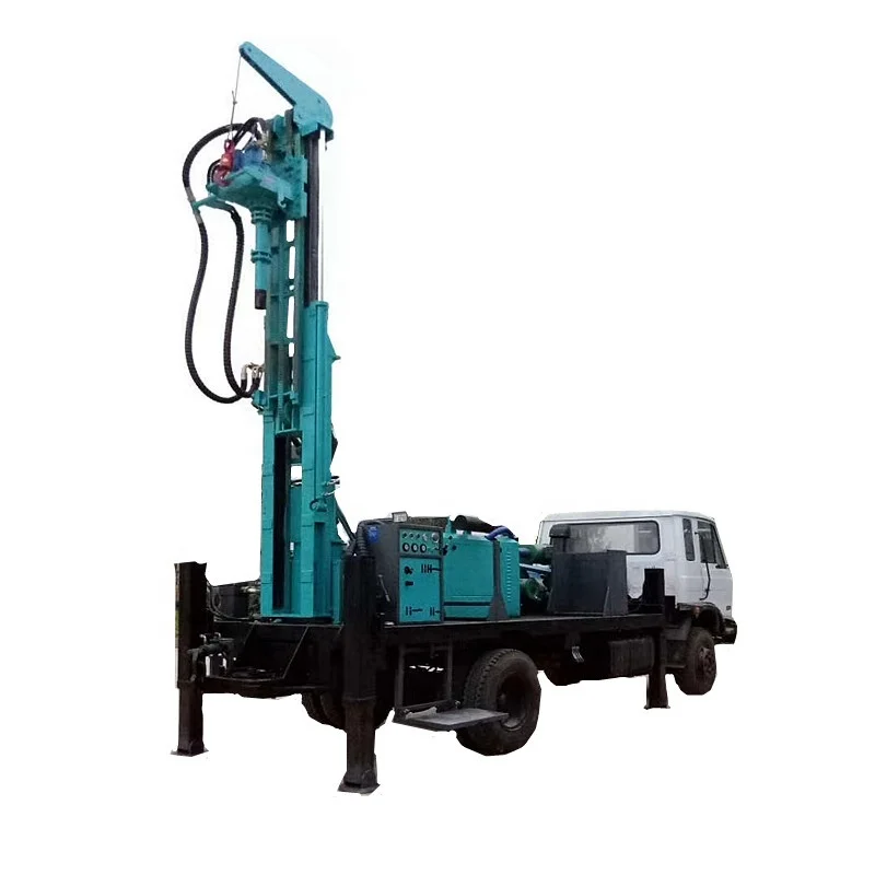 Hydraulic truck-mounted water well drilling rig for