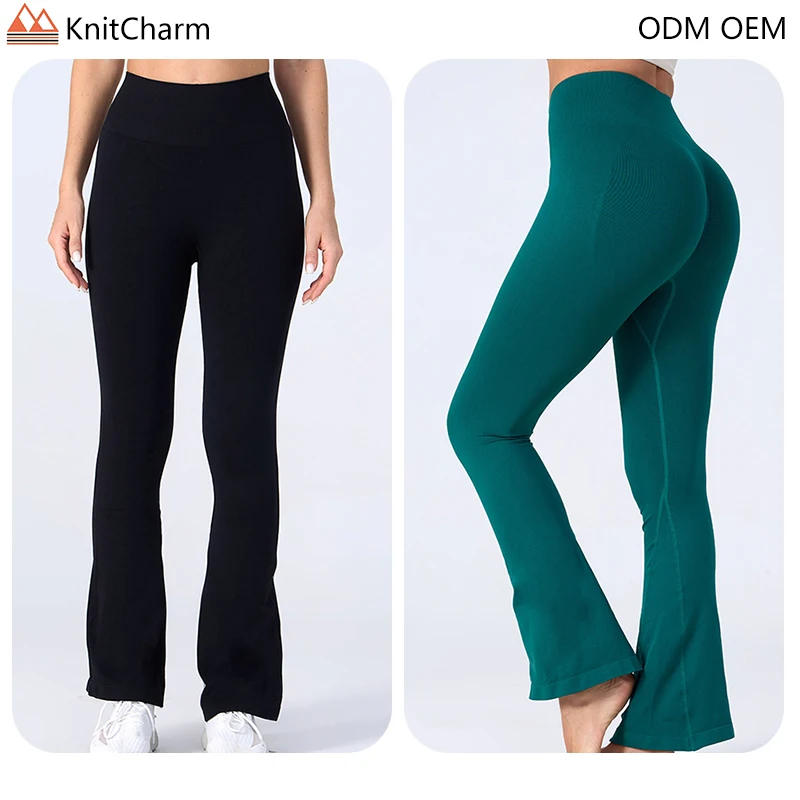 Seamless Women High Waist Wide Leg Pants Hip Lift Belly Yoga Pants Sports Gym Fitness Leggings Dance Yoga Flared Pants