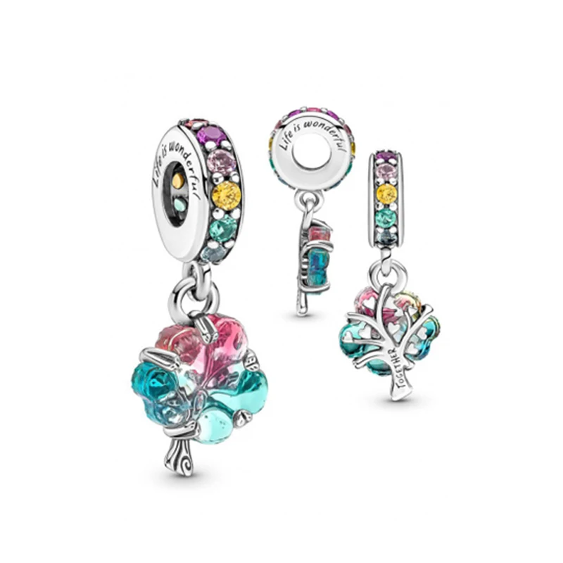 2022 Spring Pansy Series Clip Castle Pendant S925 Sterling Silver DIY Gift Cute Panda Chick Charm Fit Bracelet Jewelry