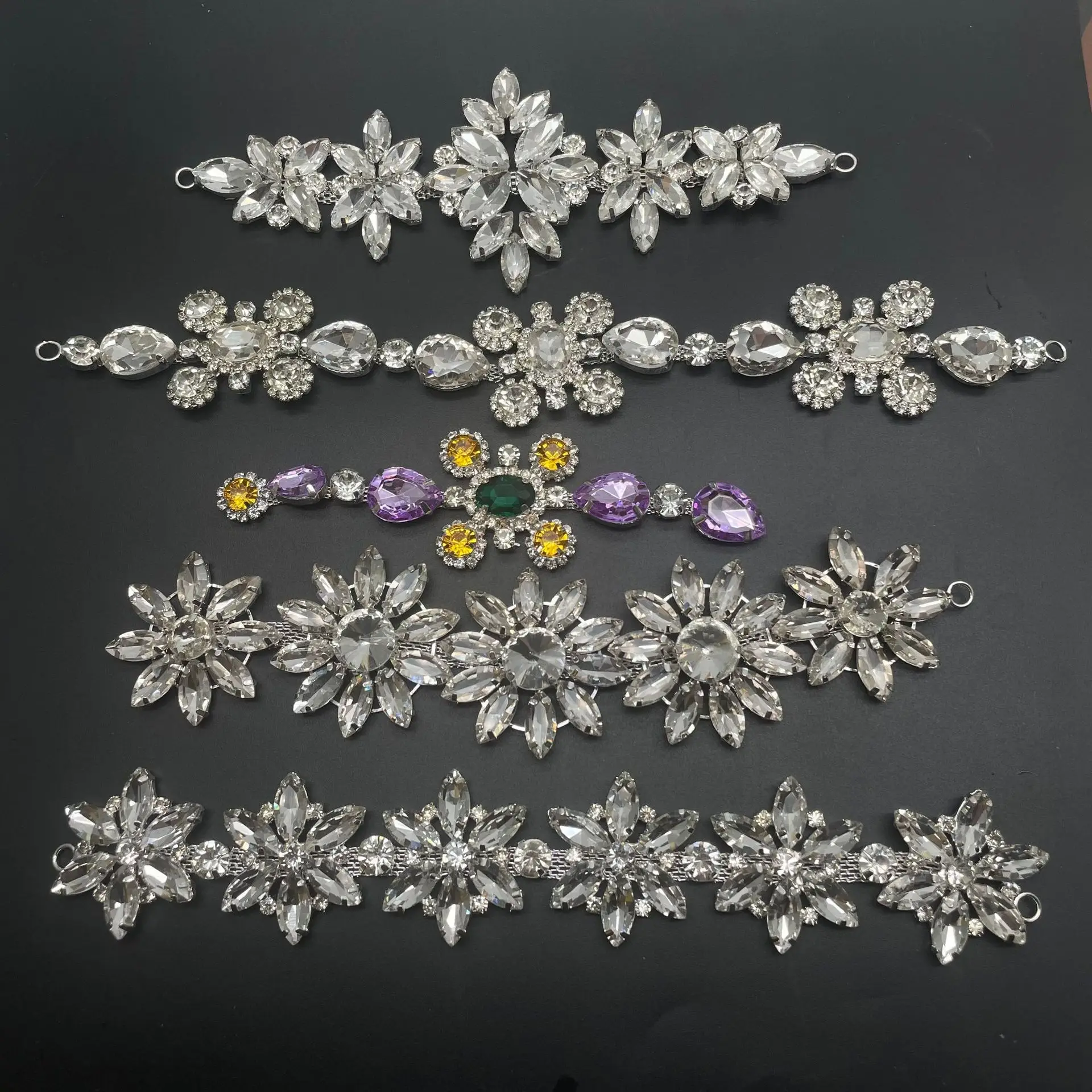 Hand-Sewn Welded Glass Rhinestone Buckle for Shoe & Bag Decoration Waist Belt Headpiece Accessory