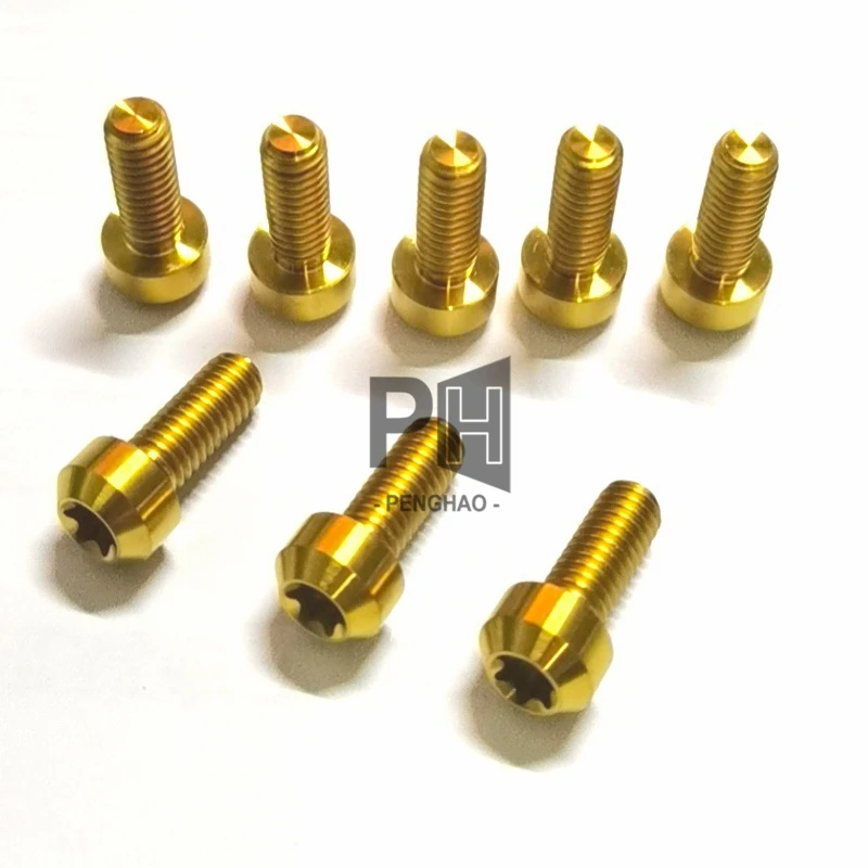 Six Lope Plum Baut Titanium Sekrup Torx Head Ti Bicycle Titanium Alloy Screw Titanium Bolts M6 for Bicycle Motorcycle