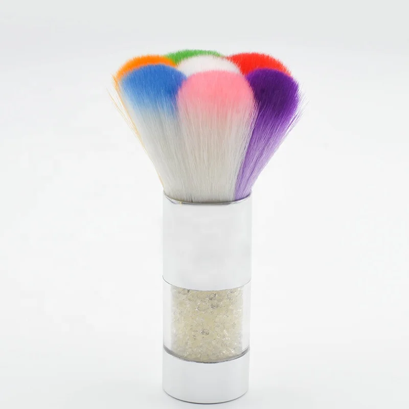 2022 New Design 7 Colors Nail Rainbow Dust Cleaning Synthetic Hair Single Nails Brush with Drill Handle Makeup Brush OEM ODM