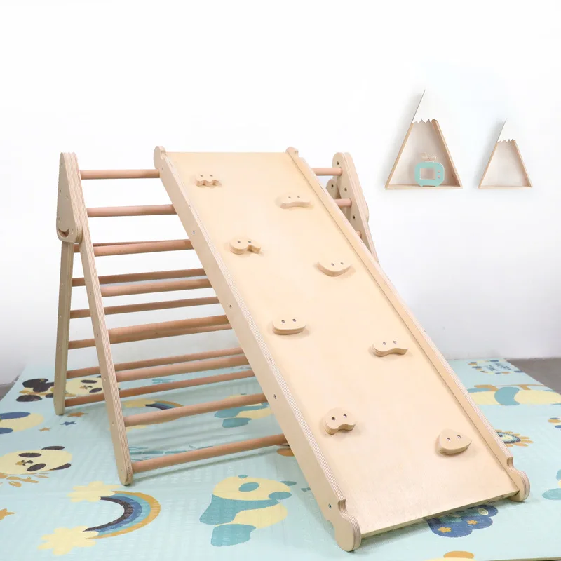 Popular Wooden baby indoor exercise practice climbing fun toy baby climber and slider