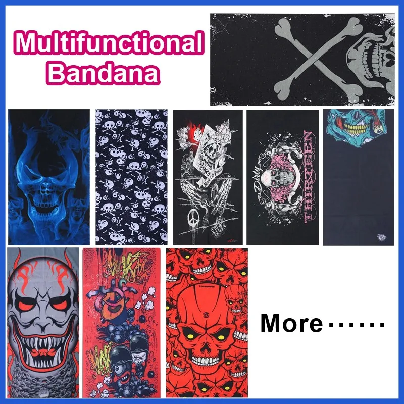 Black Face Shield Riding Motorcycle Head Skull Balaclava Warm Neck Gaiter Face Protector Mask Bandana