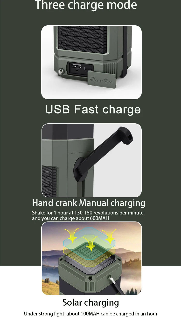 Multi Emergency Portable Built-in Battery Rechargeable DAB+ DAB FM Radio waterproof Speakers Outdoor camping lamp Led Lantern