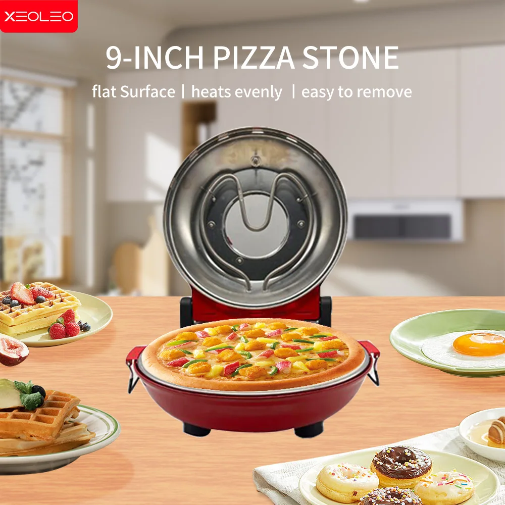 XEOLEO Household Pizza Cooker With Ceramic Stone Automatic Fast Round Pizza Marker Electric Pizza Oven