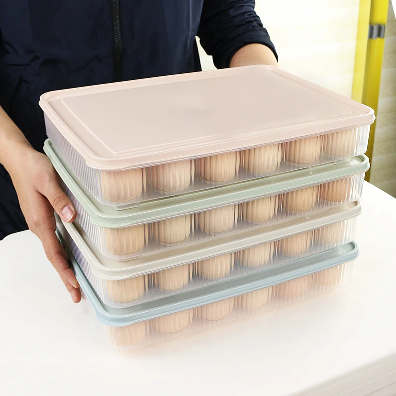 24 Grids High Quality Stackable Plastic Egg Tray Holder with Lid Plastic Containers For Food