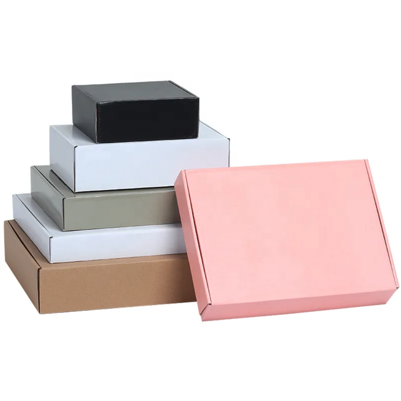 Mutli Size Pink Black White Kraft Paper Packaging Corrugated Mailer Customized Packing Box 8x8x2.5 inch craft Small Gift Box