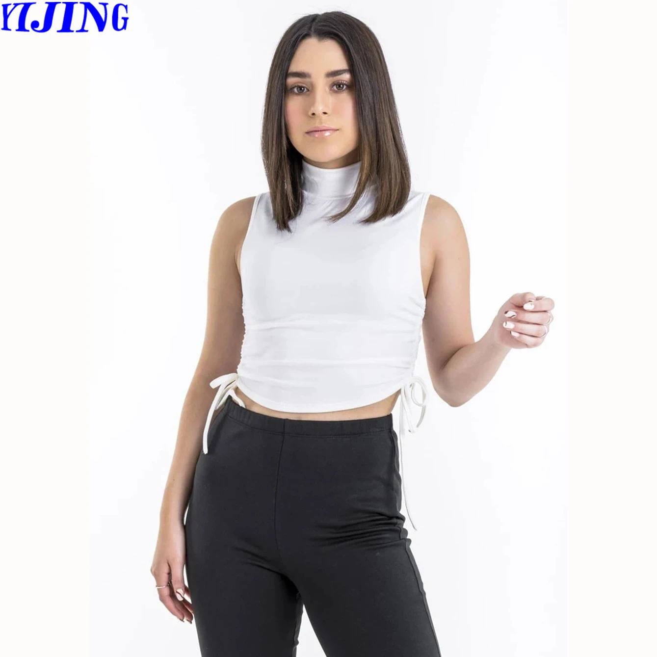 
Newly Launch Design Gym Top Active Wear Yoga Bra Girls Fitness Workout Sexy Mock Neckline Crop Top 