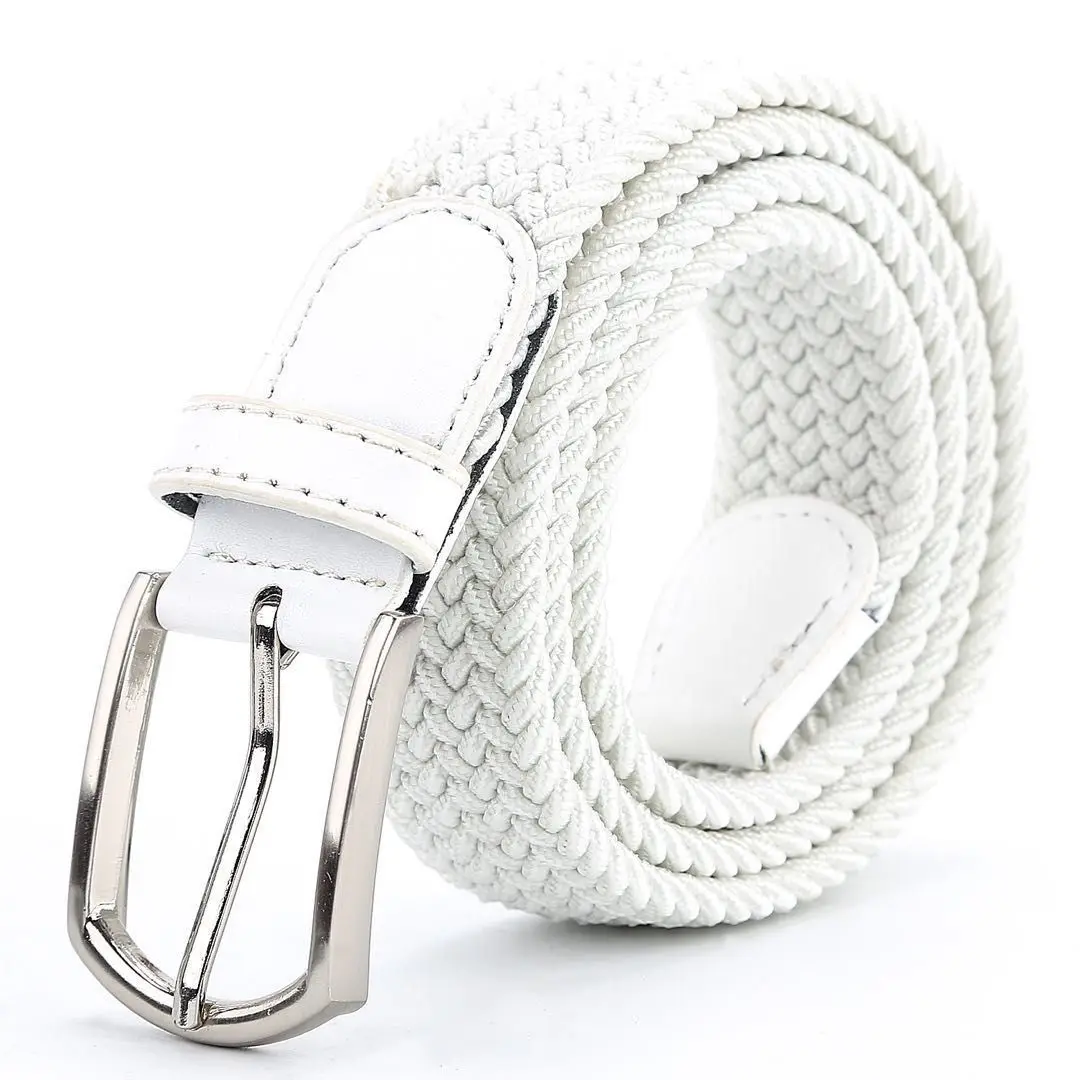 Custom Men Elastic Stretch Belt Polyester Knitted Elastic Braided Rope Fabric Belt