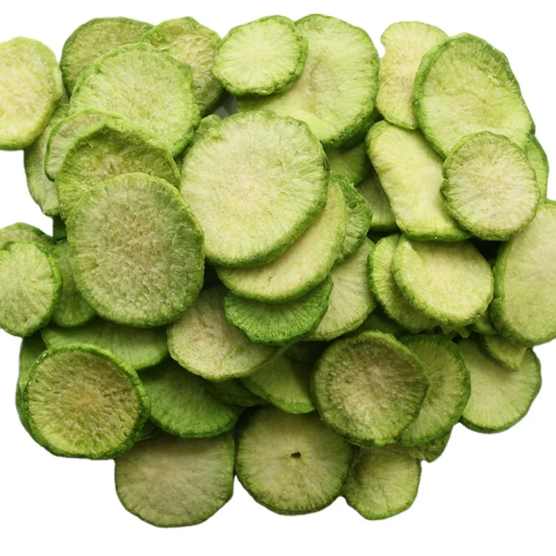Halal Certificate Dried Vegetables Vacuum Fried Green Radish Chips For Wholesale Cheap And OEM Professional