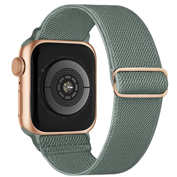 Custom Design A-E002 41/45mm  Adjustable Elastic Fabric Woven Nylon Smart Watch Band Strap For Apple watch 7 6 5 4 SE Bands