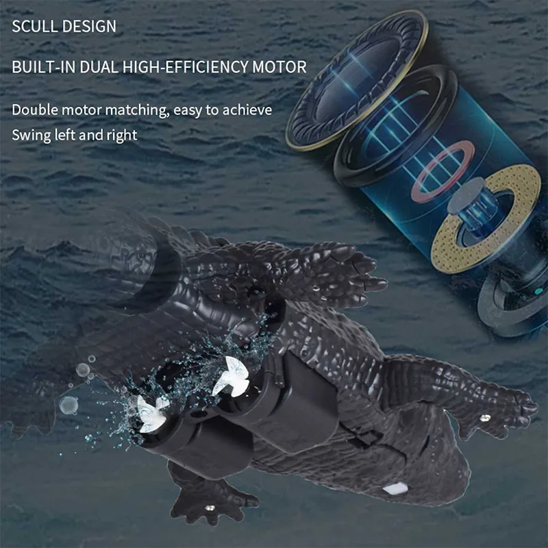 Remote Control Crocodile Head Simulation Model Animal Swimming Alligator RC Boat Toys Waterproof Outdoor