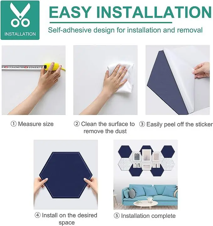 12Pcs Acoustic Insulation Soundproofing Wall Panels Home Studio Noise Decor Bedroom Sound-Absorbing Polyester Acoustic Panels