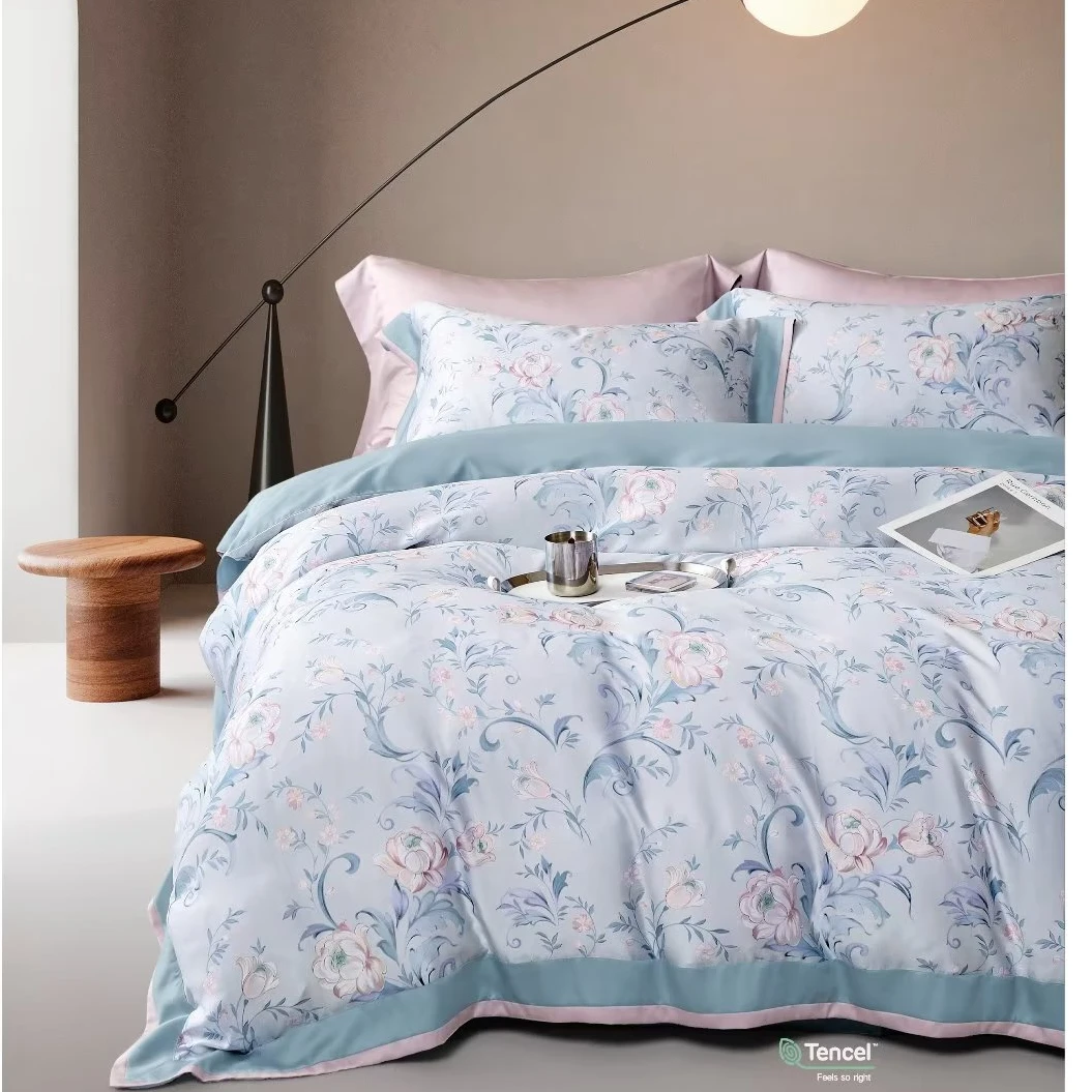 Super soft  100% Tencel King Quilt Bedding Comforter Sets Fashion Design Natural fabric  ODM  Adult