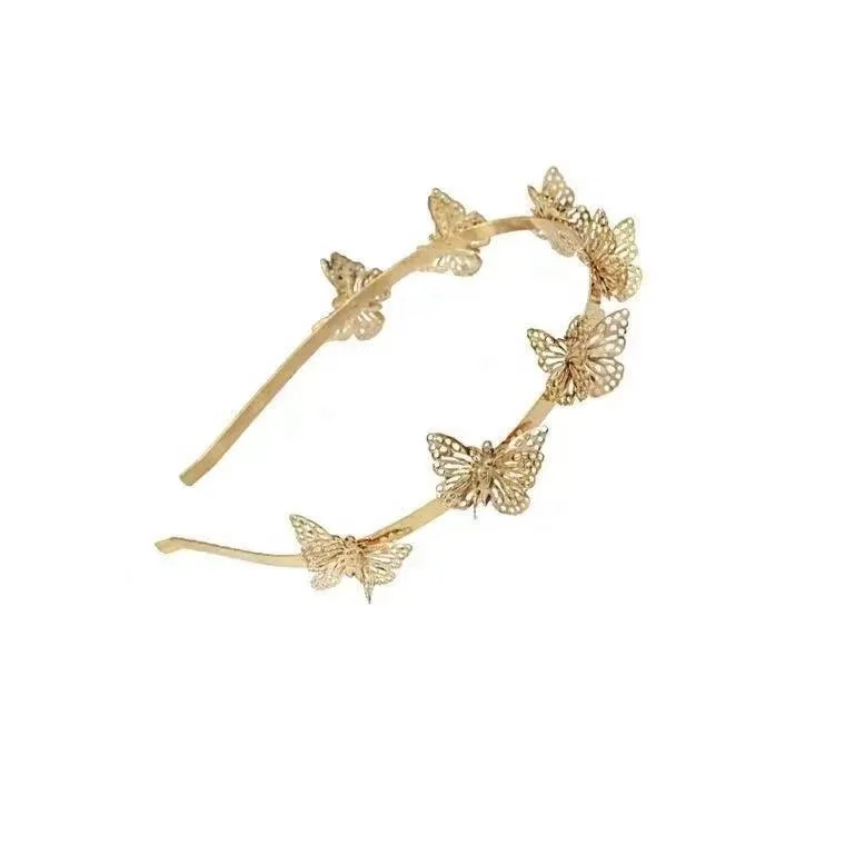 Обруч для волос с бабочкой женский Простой корейский круглая обруч в стиле ретро украшение на