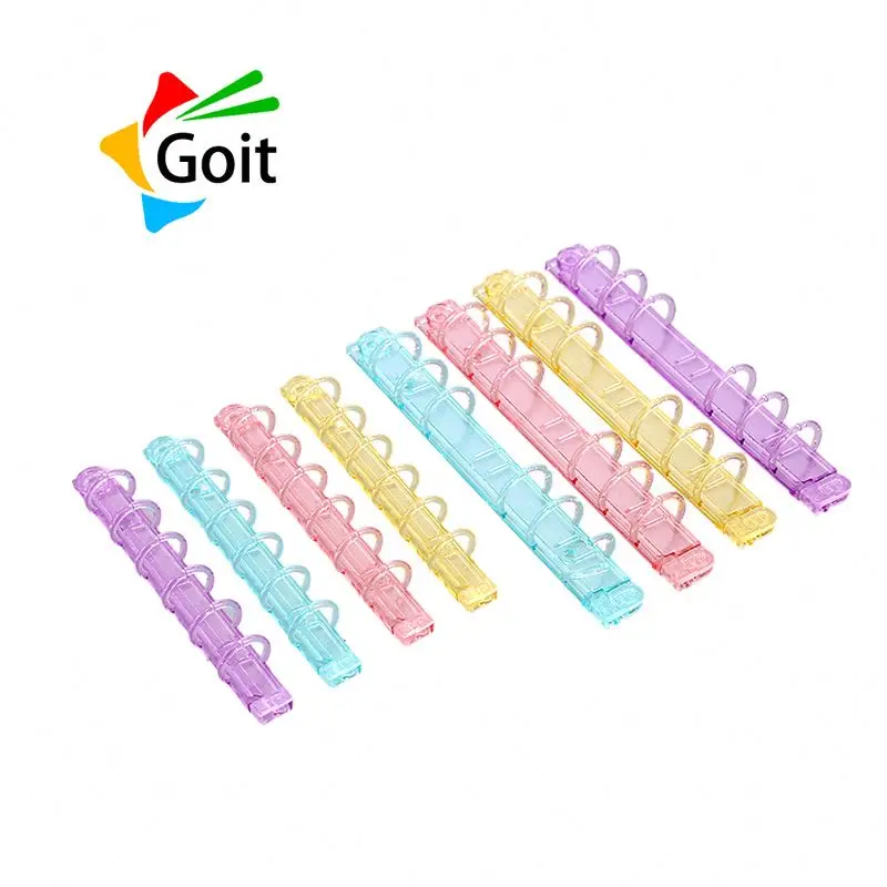 a4/a5/a6/a7/a8/a9/b5 mini transparent 6-ring custom pp acrylic clear rings binder clip ring mechanism with hook