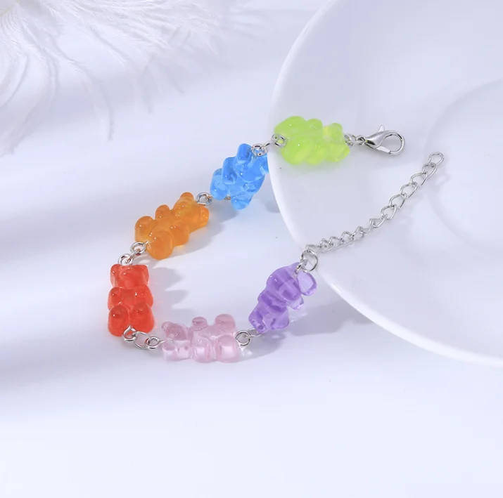 Cute Gummy Bear Bracelet Transparent Candy Color Resin Bear Bracelets And Bangles 03BC032