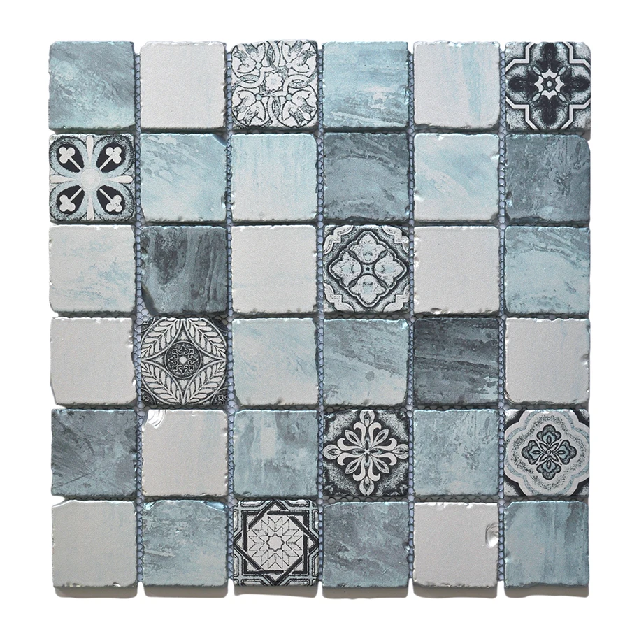 3D-рисунок, сломанная чернильная печать, пол и стена, мозаика, стеклянная плитка