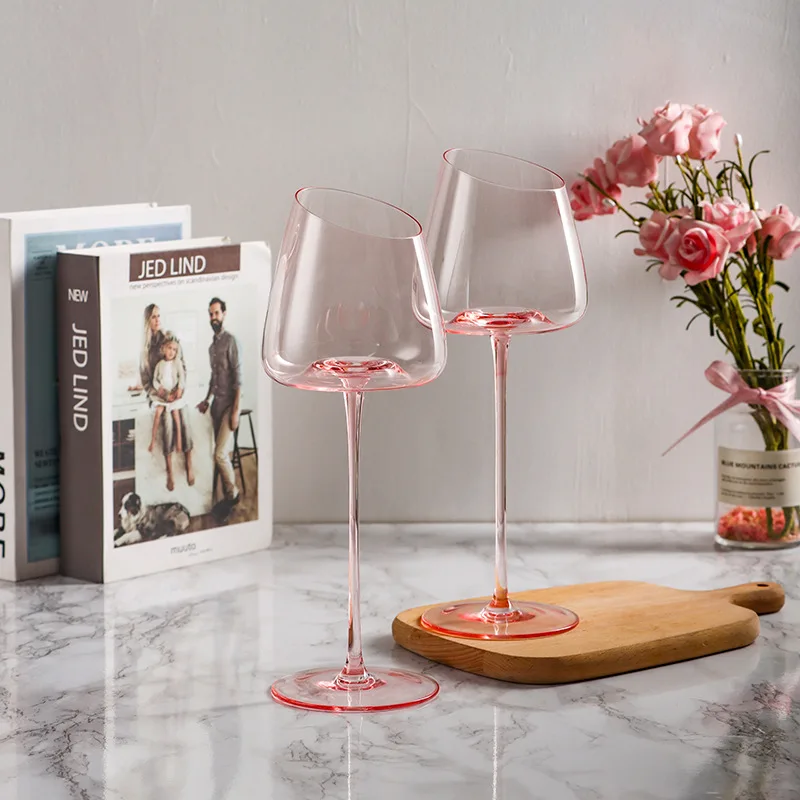 Copas Glass Goblet Wine Glass Crystal De Vino French Oblique Mouth Flamingo Wine Glass Special Gift for Lovers Red Luxury OEM