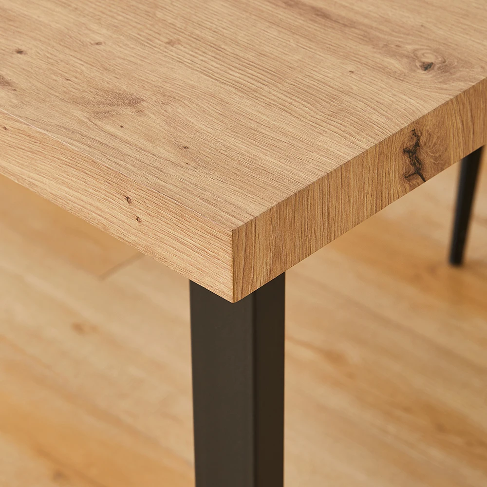 Thickened metal legs coffee table rectangle extendable wood dining table