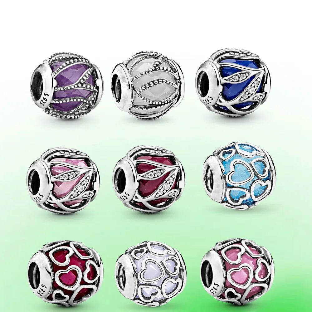 real 925 sterling silver DIY bracelet charms with unique inner stone design dora snake bone bracelet necklace charms pendants