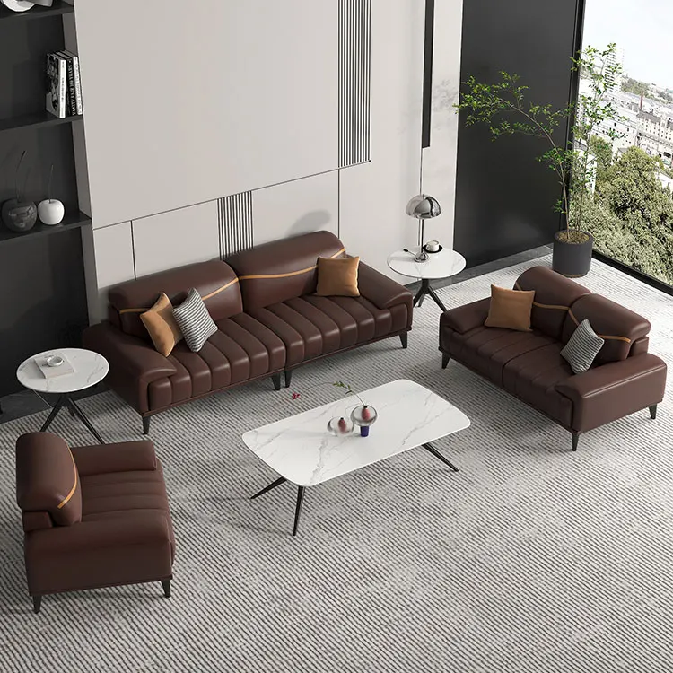 Liyu Leather High Quality Office couch Furniture Modern Comfortable And Beautiful Office Sofa set furniture For Reception area