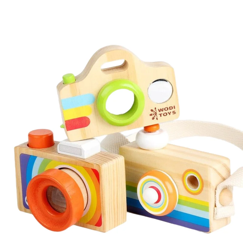 CMC 2022 baby Travel decoration Infant montessori wood toys Toddler cute educational wooden camera toy