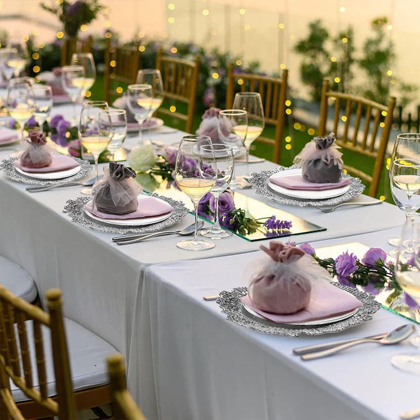 Wedding Party Dinner Gold Plastic Charger Plates 13 Inch Silver Reef Snowflake Irregular Dinnerware Fruit Dish Restaurant Plate