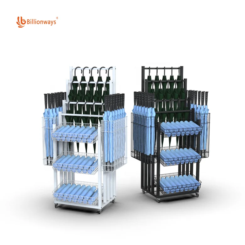Customized 5 Layers Movable Umbrella Metal Display Rack/umbrella rack display for stores/display racks for boutique