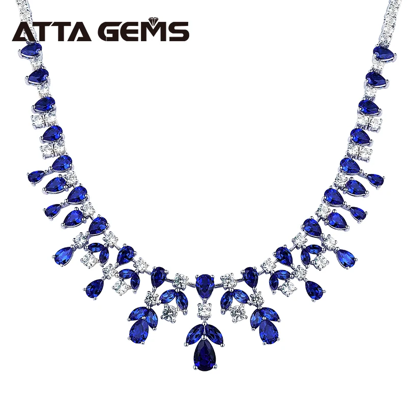 Синий Сапфир кулон для женщин 925 кольцо из стерлингового серебра с голубым изготовлено из синтетического сапфира, подвеска с синим сапфиром с позолотой серебряные ювелирные изд