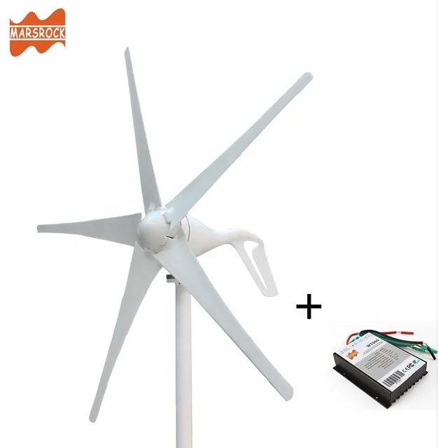 China 5 Blades 400W Portable Windmill Home Small AC Hawt Permanent Magnet Wind Power Wind Turbine Generator with MPPT Controller